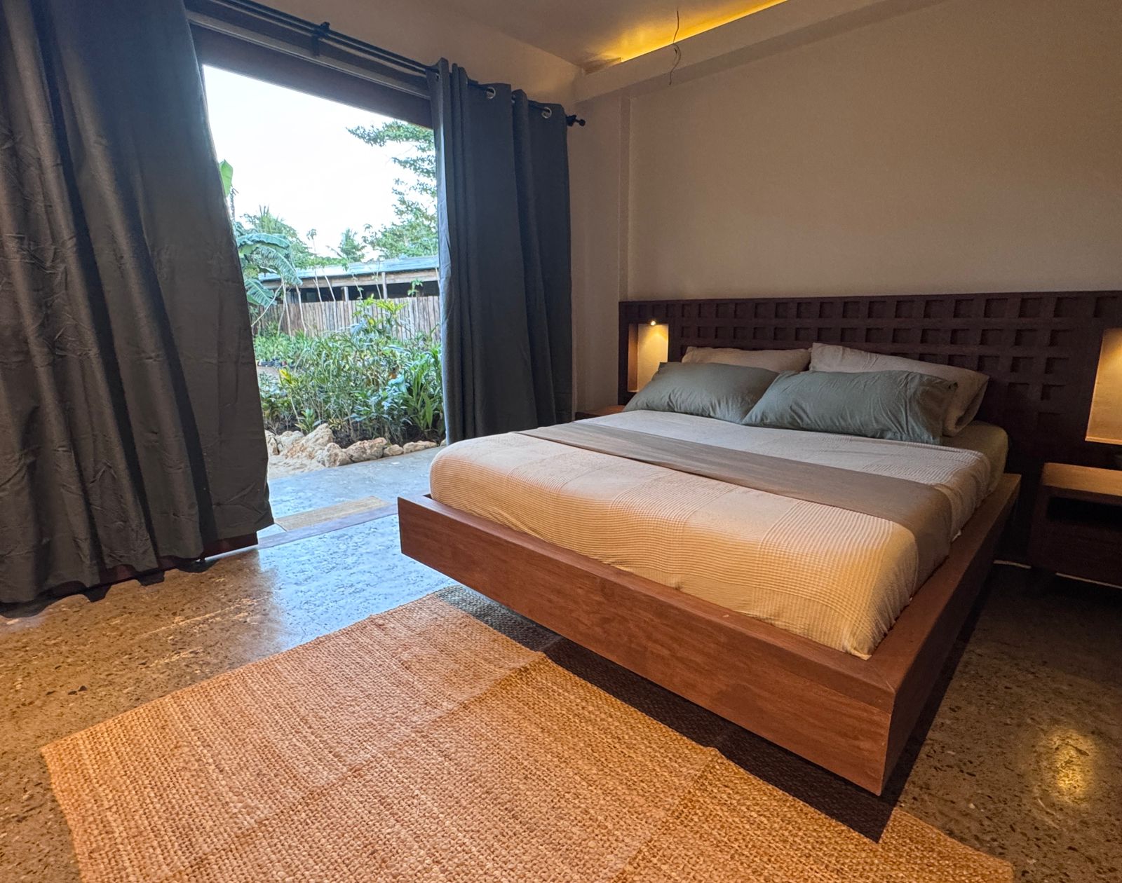 Cozy bedroom with ambient lighting